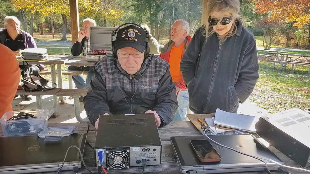 A member on the air at a fall outing